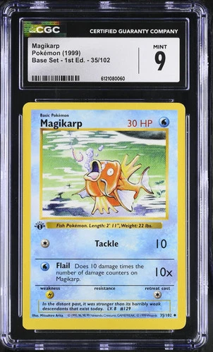 Magikarp #35/102 1999 Pokemon Base Set 1st Edition Shadowless CGC 9 Mint 7d