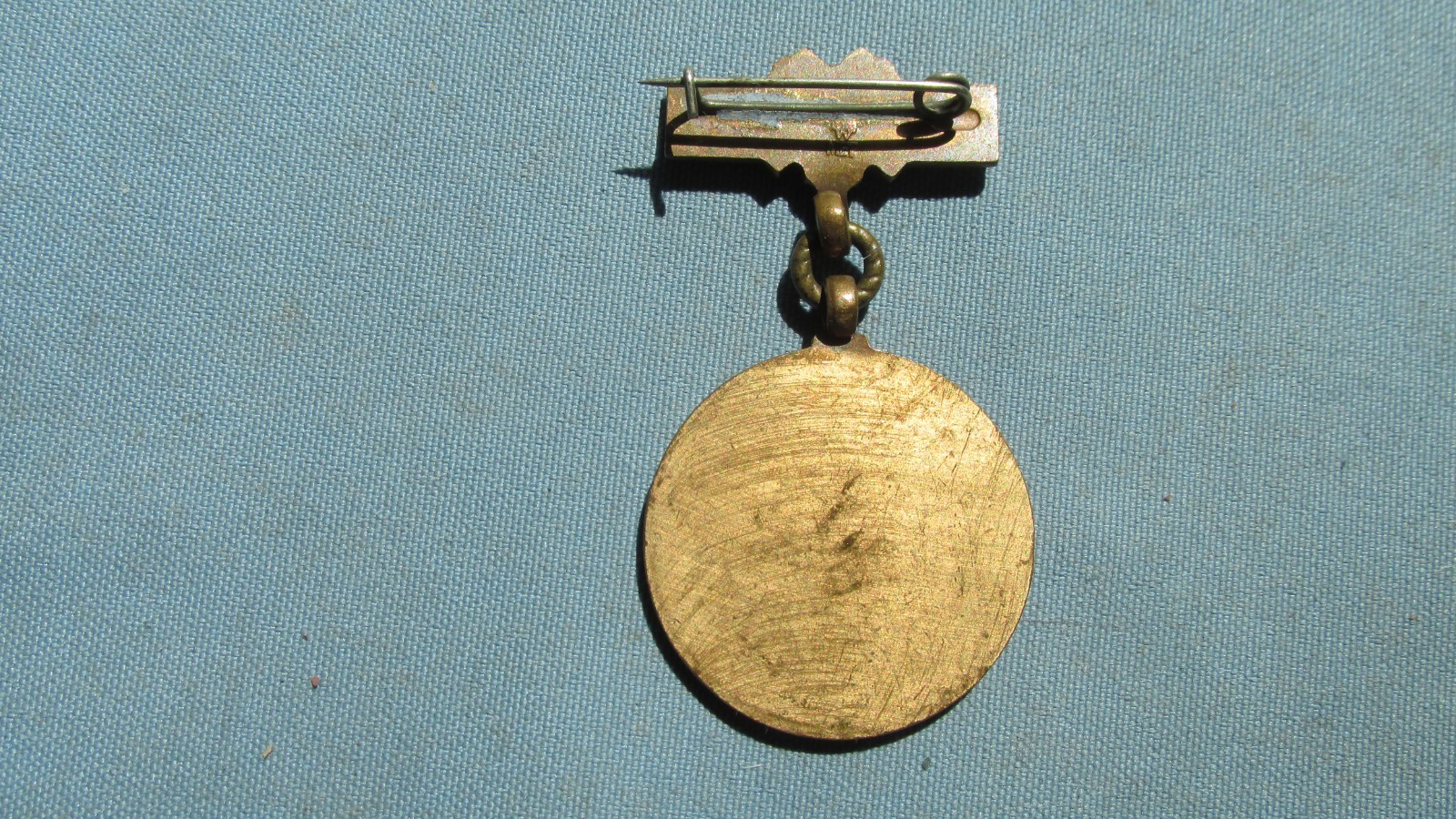 1900's Brass Polish Underground Mining Rock Drill Pinback Badge-Miner With Drill