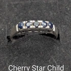 Vintage Natural Sapphire Band Ring In Sterling 925 silver