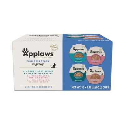 Applaws Fish Variety in Gravy Wet Cat Food, 4-Flavor 16-Pack 2.12 oz Cans | 1...