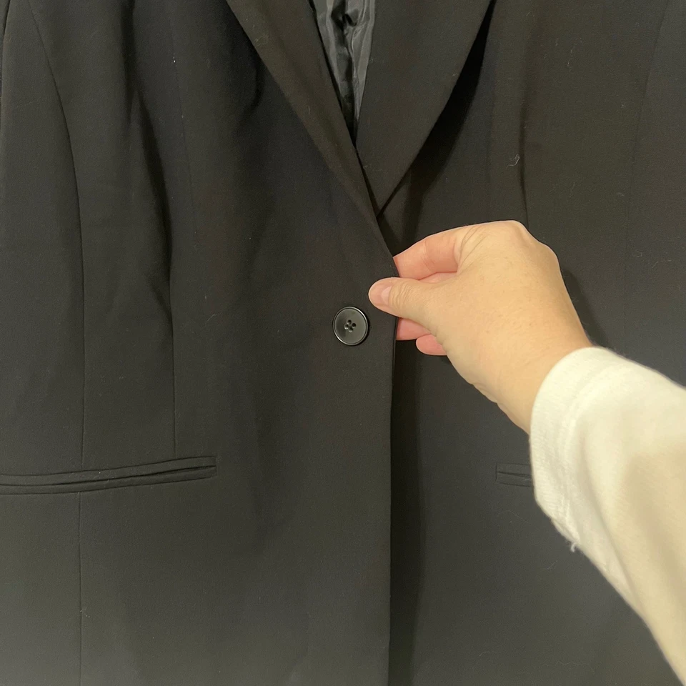 Blazer Liz Claiborne Negro Un Botón Mujer 16 Negocios Informal Elegante Carrera Foto 4 de 4