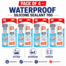 4 x White Waterproof Silicone Sealant 70g for Small Jobs Window Sink Bath Shower