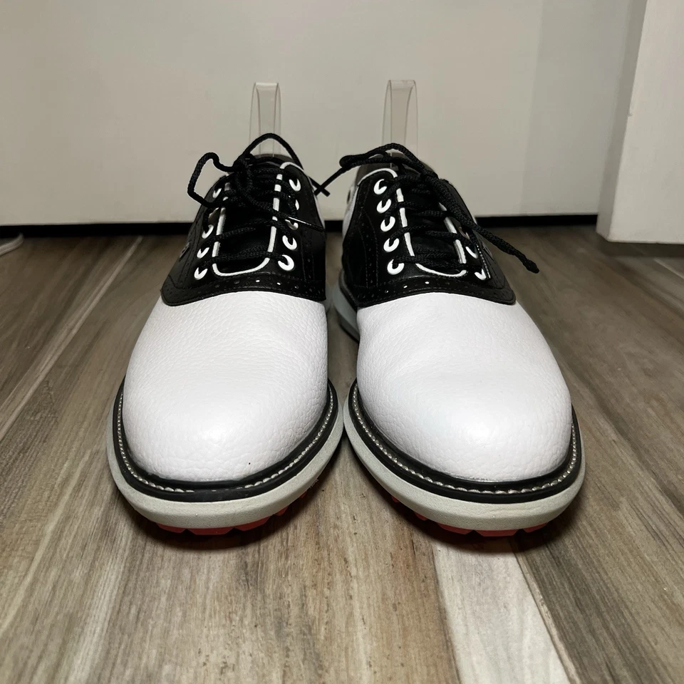 Zapatos de golf Footjoy Traditions 57924 sin clavos talla para hombre 10,5 cuero negro blanco Foto 2 de 4