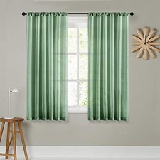 Sheer Curtains 72 inches Long Curtain 54"W x 72"L Pack of 2 Olive Green