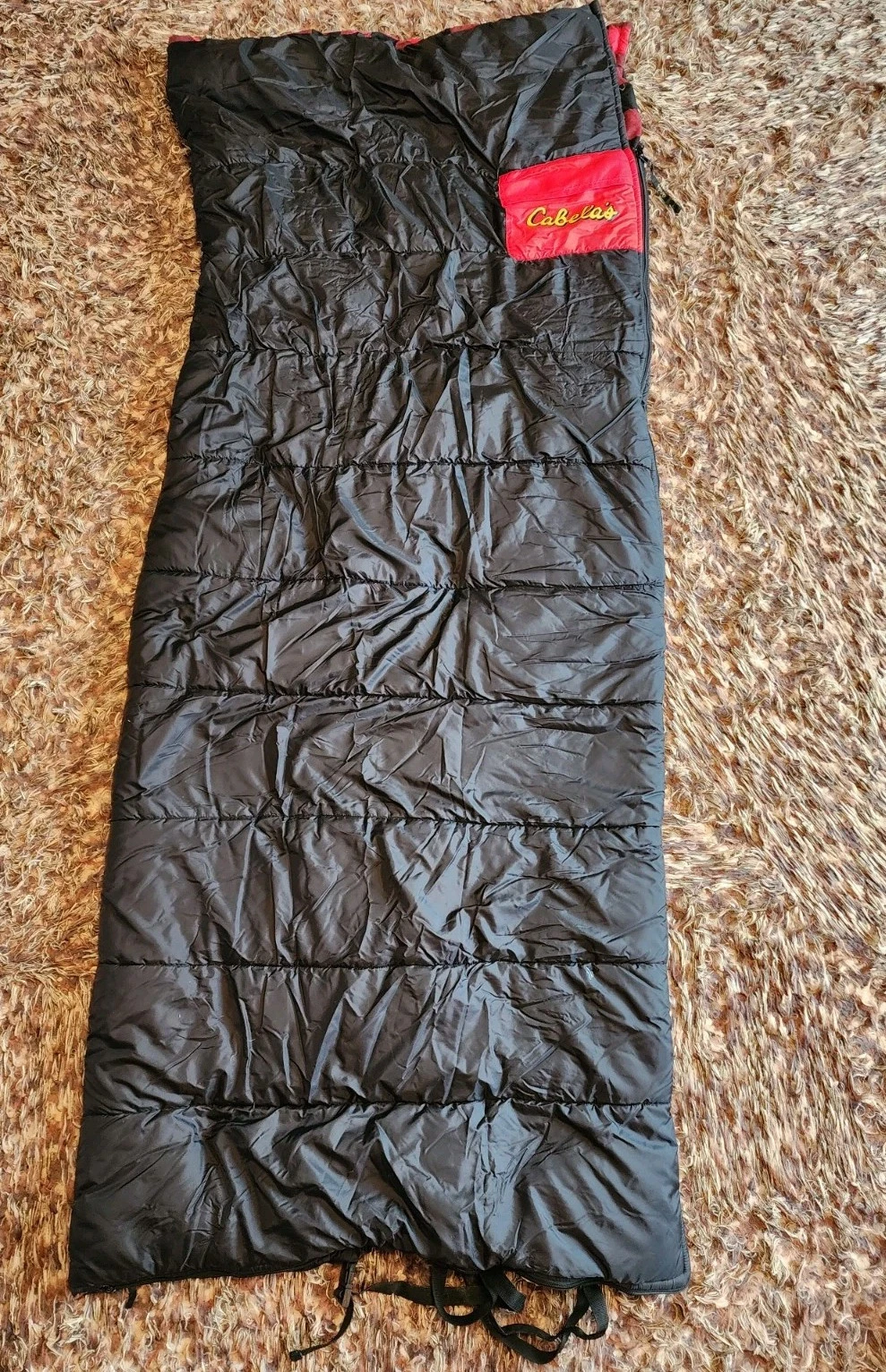 Cabela's Sleeping Bag 76" long 32" wide synthetic USED NICE! Black