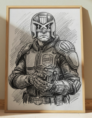 DREDD MOVIE DRAWING PRINT SKETCH 8'' x 10''  DREDD WALL ART HOME DECOR