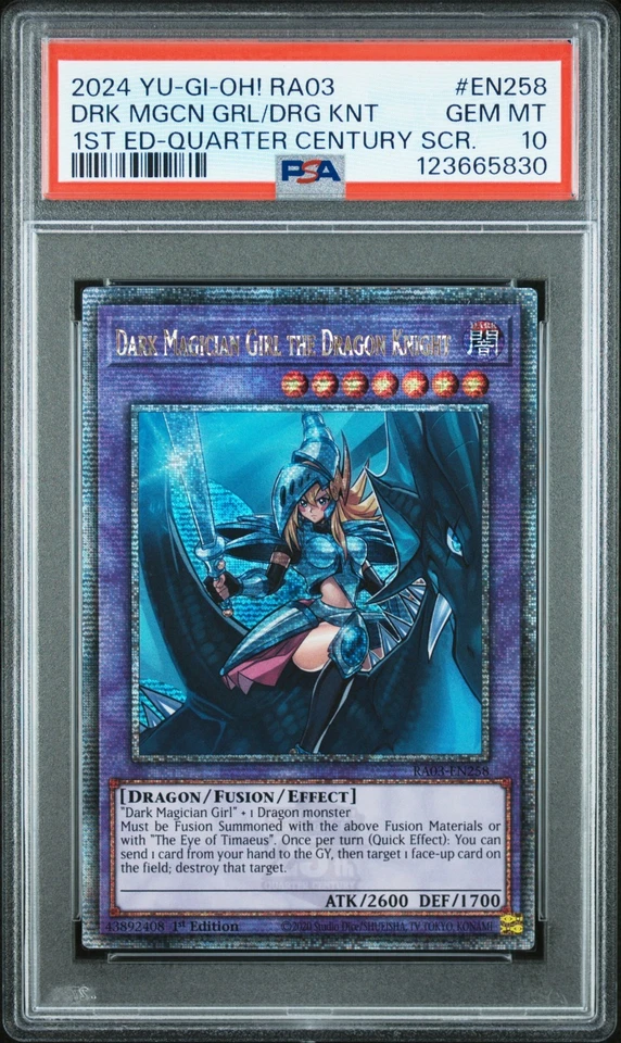 Yugioh PSA 10 Dark Magician Girl the Dragon Knight RA03-EN258 QCR 1ª Edición