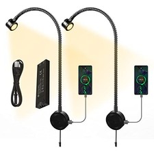 Bed Reading Lights for Headboard, Bedside Wall Mounted 2 Pack Black-Round