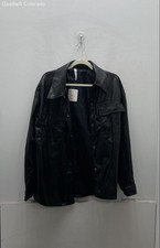 Fabletics Womens Black Leather Long Sleeve Snap Front Jacket Size Small