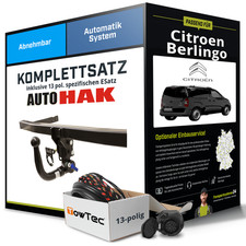 Anhängerkupplung abnehmbar für CITROEN Berlingo +E-Satz (AHK+ES) Set NEU