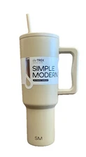 New! Simple Modern Trek Stainless Steel 40oz Lidded Tumbler Beige- Almond Birch
