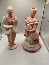 Vintage Kay Finch California Courting Couple Set of 9" Pottery Figurines-dmg Mcm