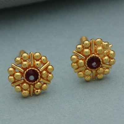 22K Print Dazzling Gold Stud Earrings for Daughter Easter Gift 0.78g