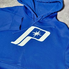 Y2K men's POLARIS pullover Hoodie Sweatshirt Blue logo Snowmobile ATV UTV sz M