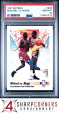 1991 SKYBOX #333 MICHAEL JORDAN vs. MAGIC JOHNSON HOF PSA 10