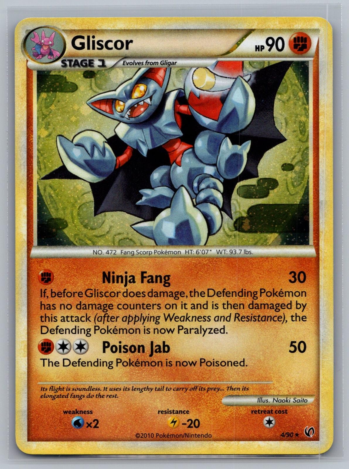 Gliscor 4/90 Holo Rare HGSS Undaunted Pokemon Near Mint