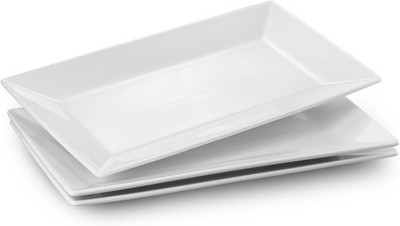 Porzellan Servierplatte 3 Stück 35,6 x 20,3 cm Weiß