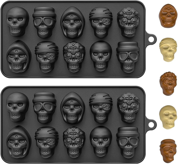 2 StüCk Totenkopf Backform, Silikonform Halloween Backen, Totenkopf Silikonform,-image