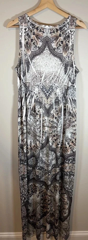 Apt. Maxi Vestido 9 Sobreplice Cuello en V XL Acanalado Cómodo Elastizado Geométrico Sin Mangas Foto 3 de 4