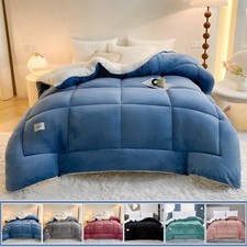 640-670gsm Quilted Comforter Shaggy Sherpa Winter Blanket Box Stitched Comforter