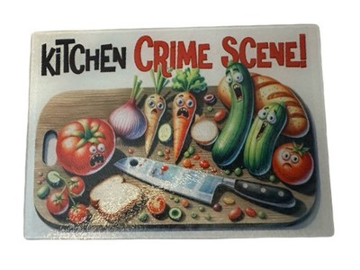 Kitchen Crime Scene Funny Tempered Glass Cutting Board