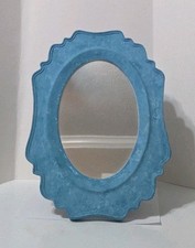 Blue Ceramic Vanity Mirror Concepts in Time 12x9 Inch Stand Alone Tabletop