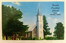 World's Smallest Church St. Anthony's Chapel Festina Iowa Vintage Postcard