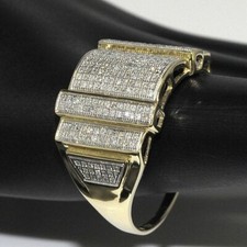 1.40Ct Round Cut Tester Pass Moissanite 14K Yellow Gold Plated Mens Classic Ring