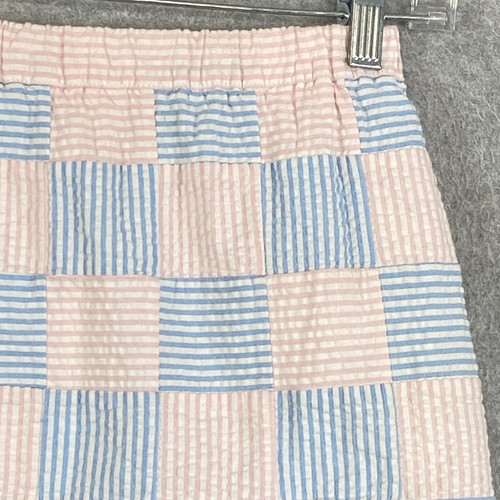 Vineyard Vines Skirt Girls Size 8 Pink Blue Check Seersucker Lined Pull On - Picture 2 of 10