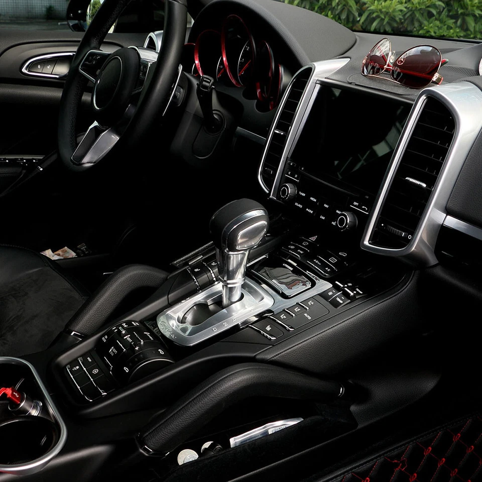 Cubierta adhesiva de perilla de cambio de marchas de perilla central de automóvil para Porsche Cayenne 2011-2017 Foto 3 de 4