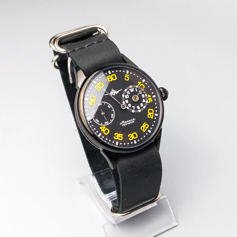 Reloj de pulsera regulador matrimonial soviético para hombre reloj vintage esfera negra reparado Foto 4 de 4