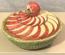 VTG Art Pottery-7" Pottery Apple Pie Covered Dish & Lid-Italy-New w/o Tags