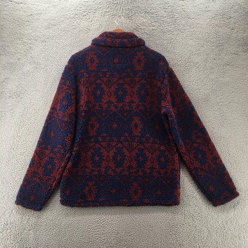 Weatherproof Vintage Faux Fur Turtleneck Jacket Mens Large Red Blue Fair Isle - Picture 8 of 11