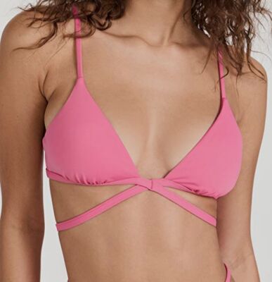 $95 Jonathan Simkhai Women's Pink Solid Harlen Bikini Top Swimwear Size L