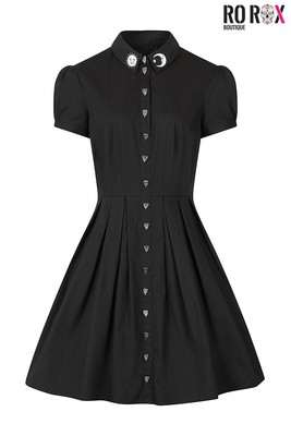Hell Bunny Samara Gothic Pinafore Dress – Sun & Moon Ouija Board Embroidery | Adjustable Straps, Cotton Blend - View #11