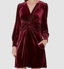 Vince Camuto Women Red Velvet Twist Front Fit-and-Flare Dress Size 4