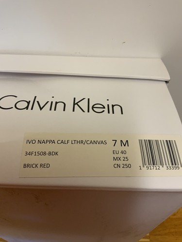 Zapatillas sin cordones Calvin Klein para hombre IVO NAPPA PANTORRILLA cuero rojo ladrillo 7M - Imagen 6 de 7