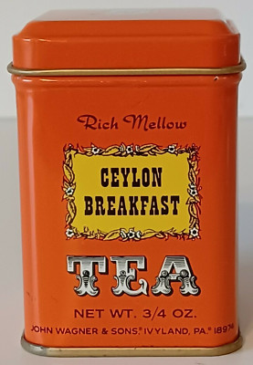 Vintage Orange Ceylon Breakfast Tea Spice Tin Container John Wagner Clipper Ship