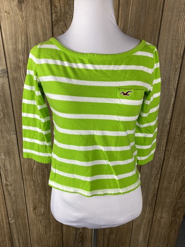 Hollister Womens Green White Stripe 