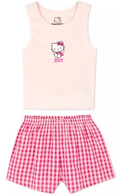 primark Hello Kitty pyjamas pink vest shorts 10 12 14 16 UK