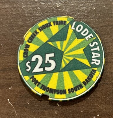 Lode Star Crow Creek Sioux Tribe Fort Thompson SD $25 Casino Chip Chipco Sample