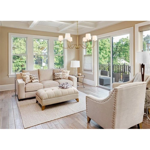 Living District Eclipse 6-Light Metal & Fabric Chandelier in Brass/White - Picture 2 of 10