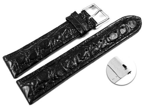 Bracelet Montre XL En Cuir De Veau Lisse Noir - Dégagement Rapide - Neuf Avec étiquettes