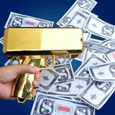 Cash Cannon Money Gold Gun 100pcs Replica Toy Bills Beach Party April Fool Game