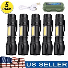 5 Pack Rechargeable LED Flashlight Tactical Police Super Bright Torch Zoomable