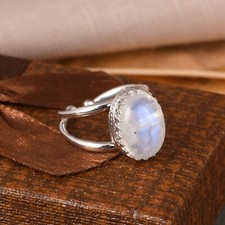 Handmade Chunky Adjustable Ring With Moonstone Sterling Silver Ring Jewelry