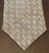 Perry Ellis Portfolio Gold Blue 100% Imported Silk Printed In Italy Made In USA