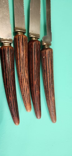 8-Vintage Crown Crest Sheffield England Carving Set Plastic Handle Elk Sharpener - Picture 11 of 18