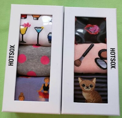 HOT SOX WOMEN'S 3-PACK GIFT BOX SET:NIB MAKE-UP/CAT, SELF-CARE/YOGA