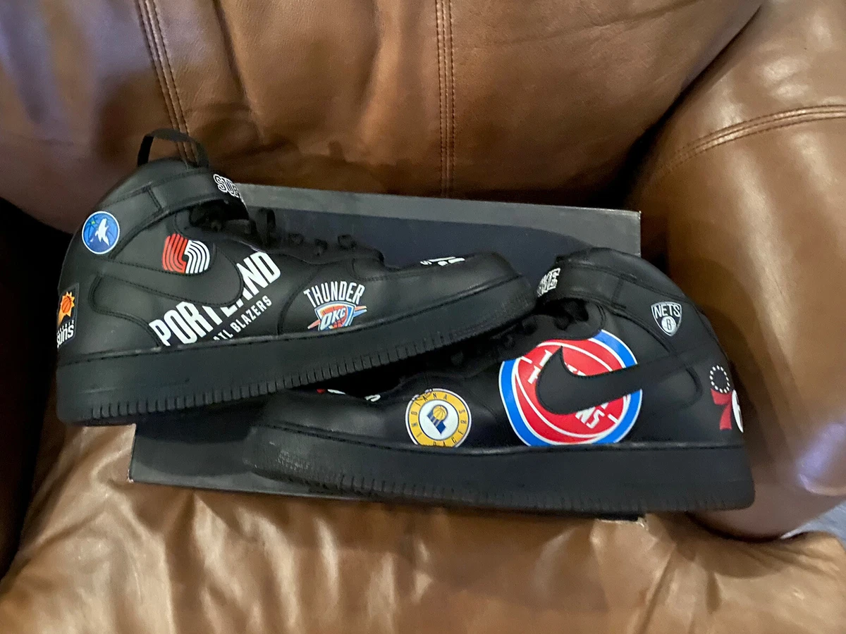 Nike x Supreme NBA - Air Force 1 Mid &#039;07 Black 2018 Size 14 Rare Size Shoes | eBay